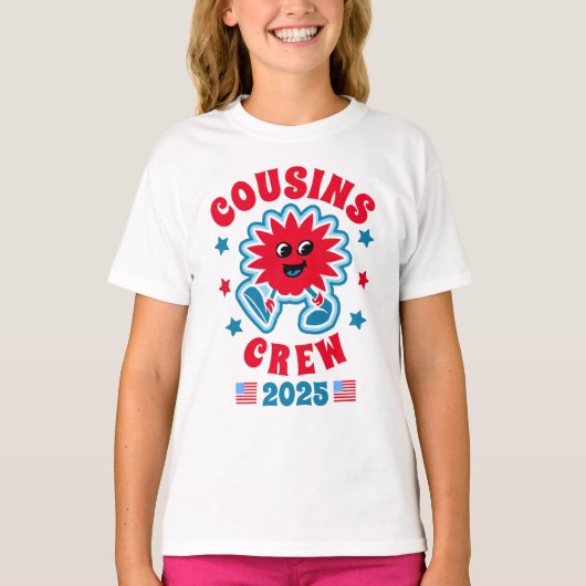 Rood Wit en Blauw Cousins Crew 4 juli T-shirt (Voorkant)