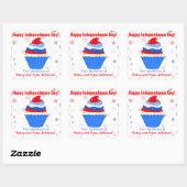 Rood, Wit en Blauw Cupcake Gepersonaliseerde Stick Vierkante Sticker (Vel)