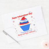 Rood, Wit en Blauw Cupcake Gepersonaliseerde Stick Vierkante Sticker (Envelop)