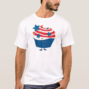 Rood wit en blauw cupcake glimlachen t-shirt