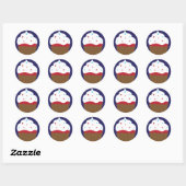 Rood Wit en Blauw Cupcake Ronde Sticker (Vel)