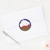 Rood Wit en Blauw Cupcake Ronde Sticker (Envelop)