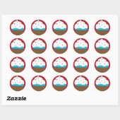Rood Wit en Blauw Cupcake Ronde Sticker (Vel)