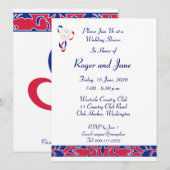 Rood, wit en blauw, Damasblauw Vrijgezellenfeest Kaart (Voorkant / Achterkant)