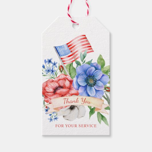 Rood Wit en Blauw | Dank voor Uw Dienst Cadeaulabel (Voorkant)