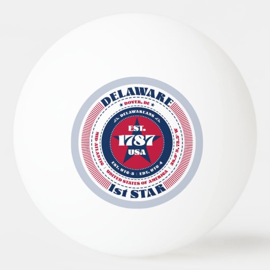 Rood, wit en blauw Delaware Circle Pingpongbal (Voorkant)
