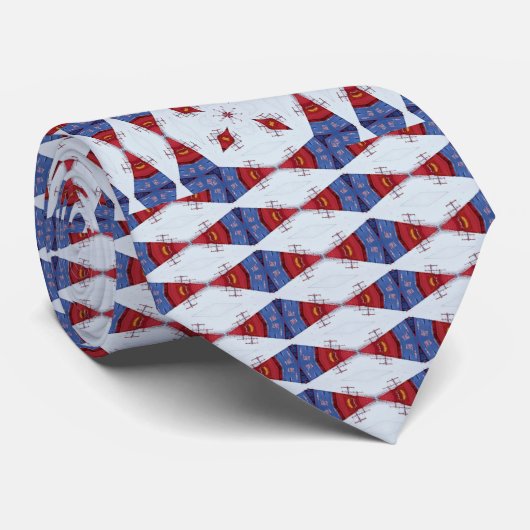 Rood, wit en blauw diamant stropdas (Opgerold)