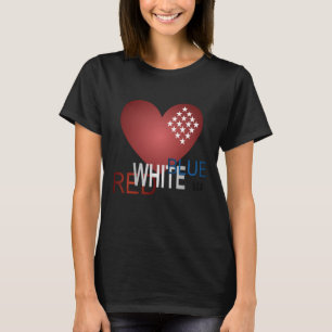Rood wit en blauw diamanthart t-shirt