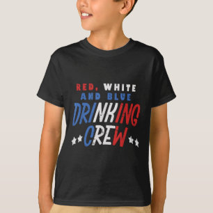 Rood Wit En Blauw Drinkende Bemanning Grappig Usa T-shirt