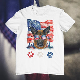 Rood Wit en Blauw Duits Herder Hond 4 juli T-shirt