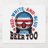 Rood wit en blauw en bier Te 4e juli Etiket (Enkel label)
