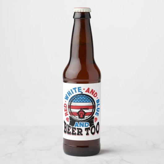 Rood wit en blauw en bier Te 4e juli Etiket (Voorkant)