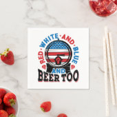 Rood wit en blauw en bier Te 4e juli Servet (Insitu)
