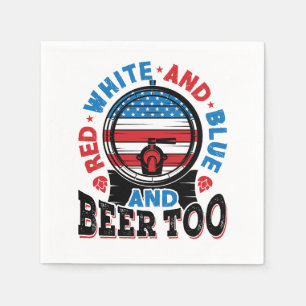 Rood wit en blauw en bier Te 4e juli Servet
