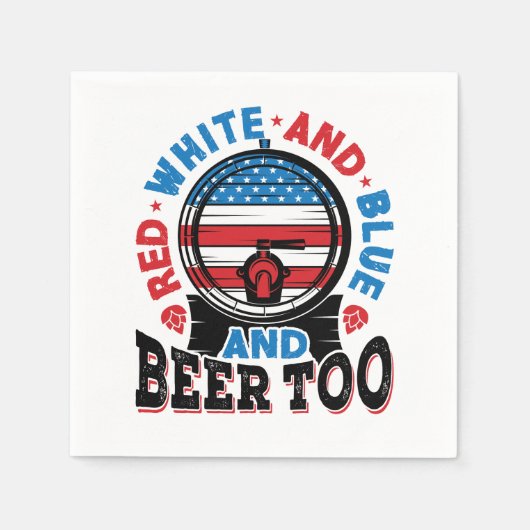 Rood wit en blauw en bier Te 4e juli Servet (Voorkant)