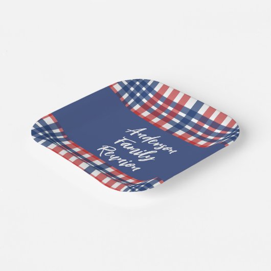 Rood, Wit en Blauw Familie Reünie Papieren Bordje (Gebogen)