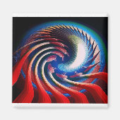 Rood wit en blauw fantasie fractal magneet (Voorkant)