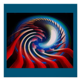 Rood wit en blauw fantasie fractal perfect poster