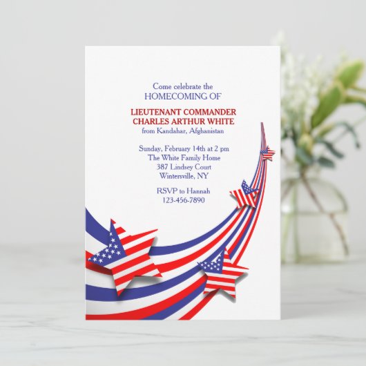 Rood, wit en blauw feest kaart (Staand voorkant)