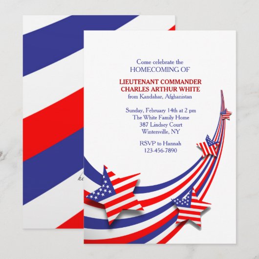 Rood, wit en blauw feest kaart (Voorkant / Achterkant)