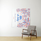 Rood, Wit en Blauw Feestelijk 4 juli Vuurwerk Wandkleed (In Situ (horizontaal))