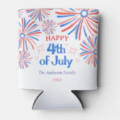 Rood, Wit en Blauw Feestelijk Vuurwerk 4 juli Blikjeskoeler (Voorkant)