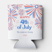 Rood, Wit en Blauw Feestelijk Vuurwerk 4 juli Blikjeskoeler (Achterkant)