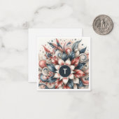 Rood Wit en Blauw Feestelijke Monogram Note Kaart Notitiekaartje (Voorkant / Achterkant in situ)