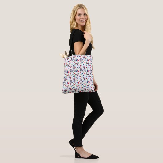 Rood, wit en blauw fiets tote bag (Op model)