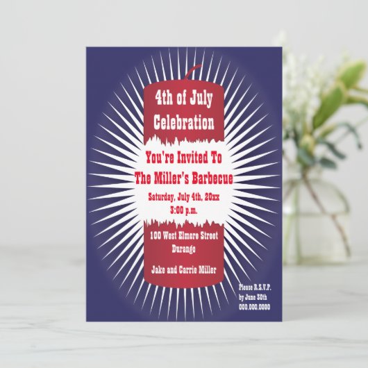 Rood, wit en blauw Firecracker Kaart (Staand voorkant)