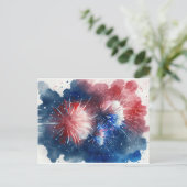 Rood wit en blauw Fireworks-Briefkaart Briefkaart (Staand voorkant)