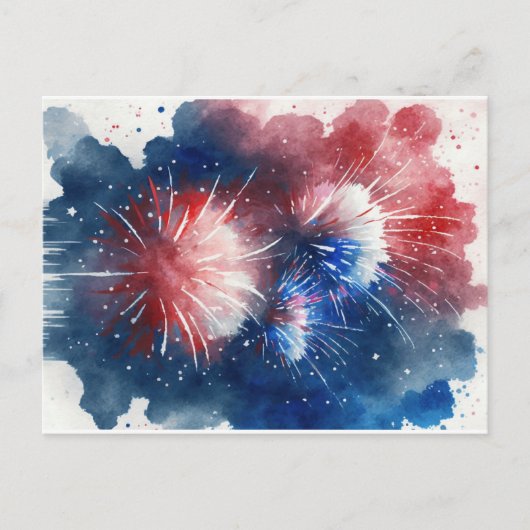 Rood wit en blauw Fireworks-Briefkaart Briefkaart (Voorkant)