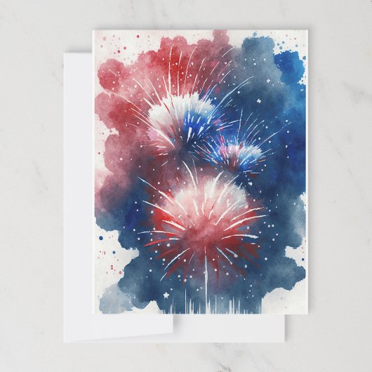 Rood wit en blauw Fireworks-Briefkaart Briefkaart
