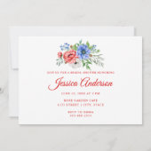 Rood wit en blauw Floral | Brunch & Bubble Kaart (Achterkant)