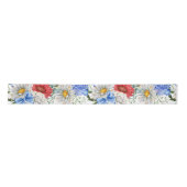 Rood wit en blauw Floral Satijnen Lint (Voorkant)
