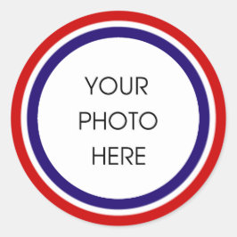 Rood Wit en Blauw Foto Lijst Ronde Sticker