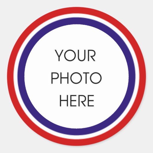 Rood Wit en Blauw Foto Lijst Ronde Sticker (Voorkant)