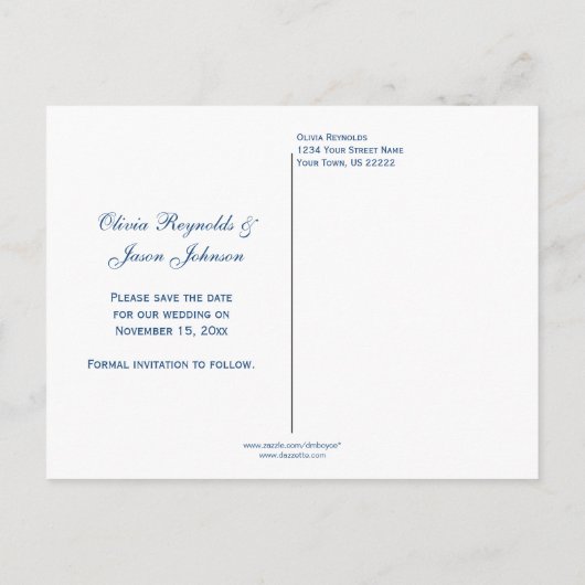 Rood wit en blauw foto vierkanten Bewaar de datum Aankondigingskaart (Achterkant)