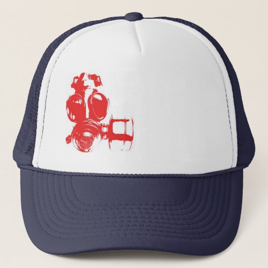Rood wit en blauw gasmasker trucker pet (Voorkant)