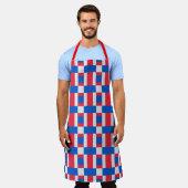 Rood Wit En Blauw Geblokte Print Schort (Gedragen)