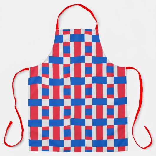 Rood Wit En Blauw Geblokte Print Schort (Voorkant)