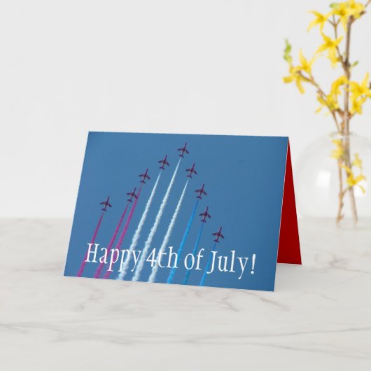 Rood, wit en blauw, gelukkig 4 juli! kaart (Gele Bloem)