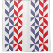 Rood wit en blauw Geometric ZigZag Douchegordijn (Voorkant)