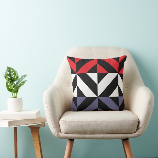Rood wit en blauw Geometric ZigZag Kussen (Stoel)