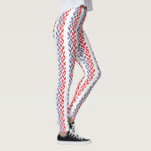 Rood wit en blauw Geometric ZigZag Leggings (Rechts)