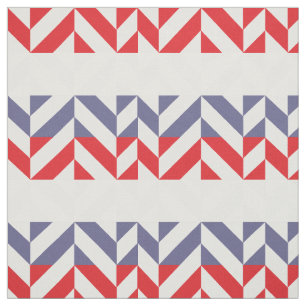 Rood wit en blauw Geometric ZigZag Stof