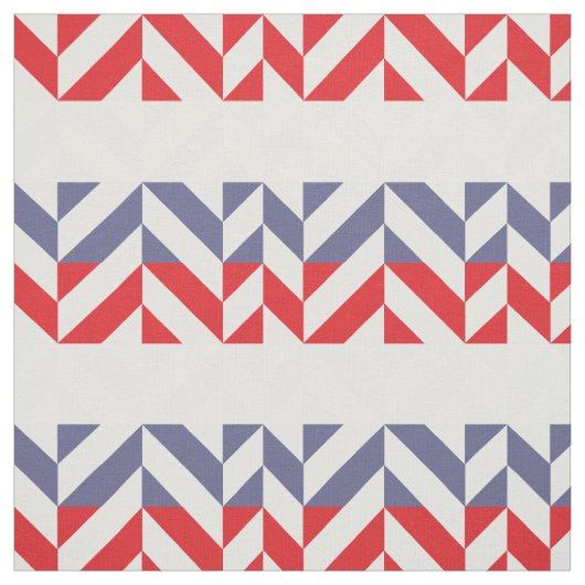 Rood wit en blauw Geometric ZigZag Stof (Swatch)