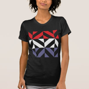 Rood wit en blauw Geometric ZigZag T-shirt