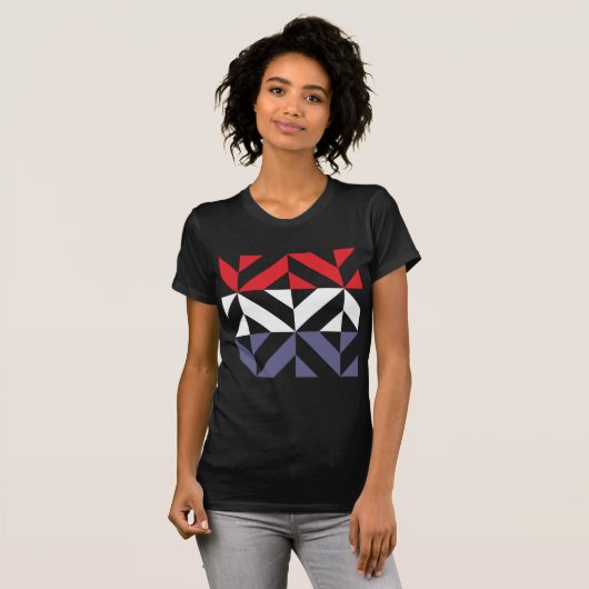 Rood wit en blauw Geometric ZigZag T-shirt (Voorkant volledig)