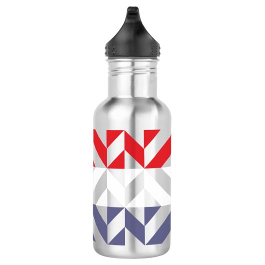 Rood wit en blauw Geometric ZigZag Waterfles (Rechts)